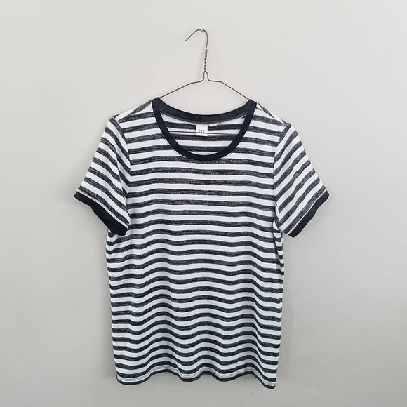 GAP Tops - Gap Velvet Hemmed Black Stripe Tee